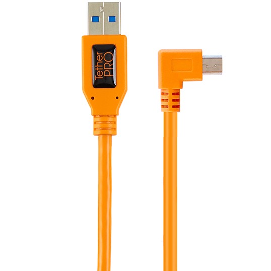 Tether Tools TetherPro USB 2.0 vers Mini-B 5-pin Adaptateur à angle droit "Pigtail", 20 "(50 cm), High-Visibilty Orange